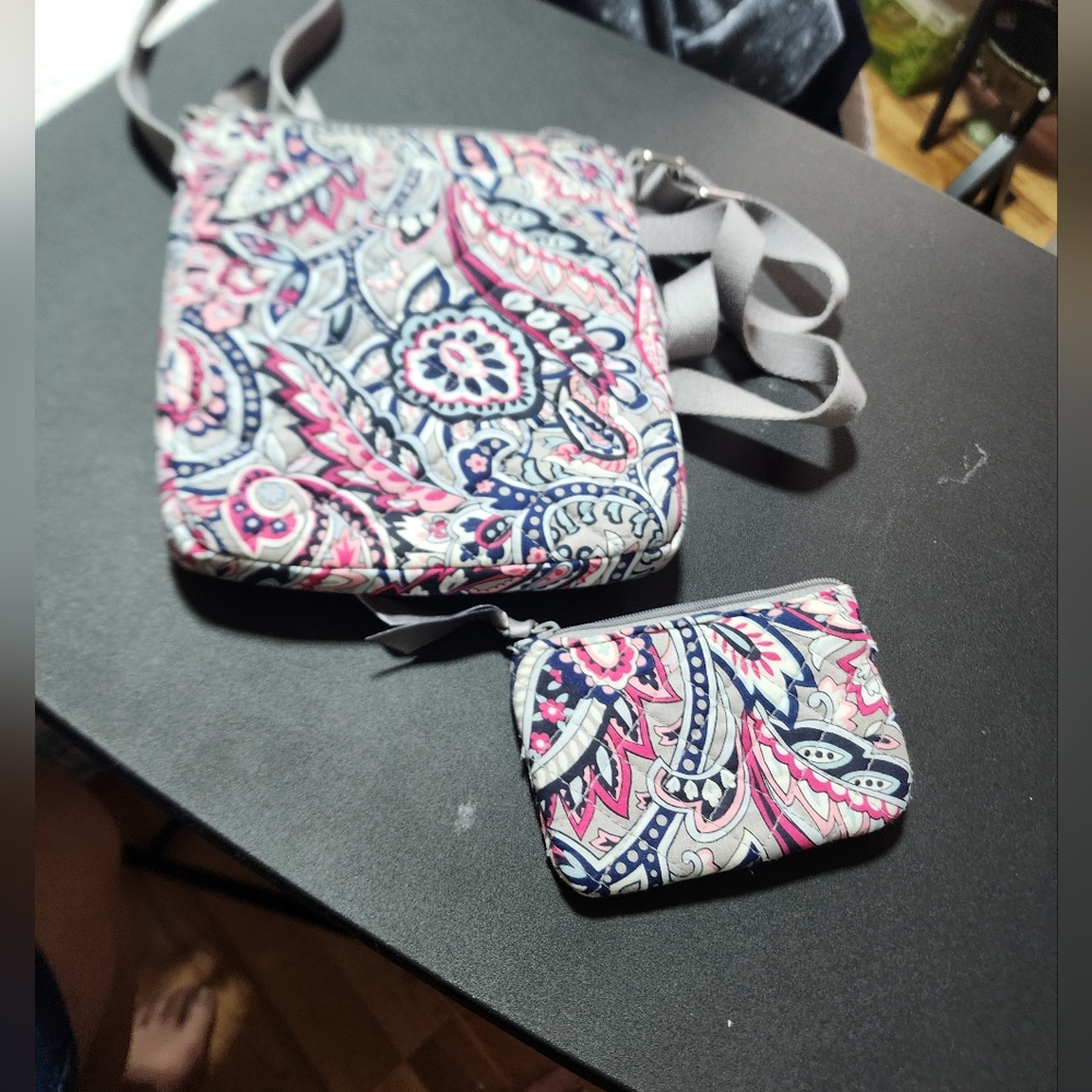 VERA BRADLEY EUC LIGHTEN UP SLIM CROSSBODY BAG & MATCHING WALLET COMBO